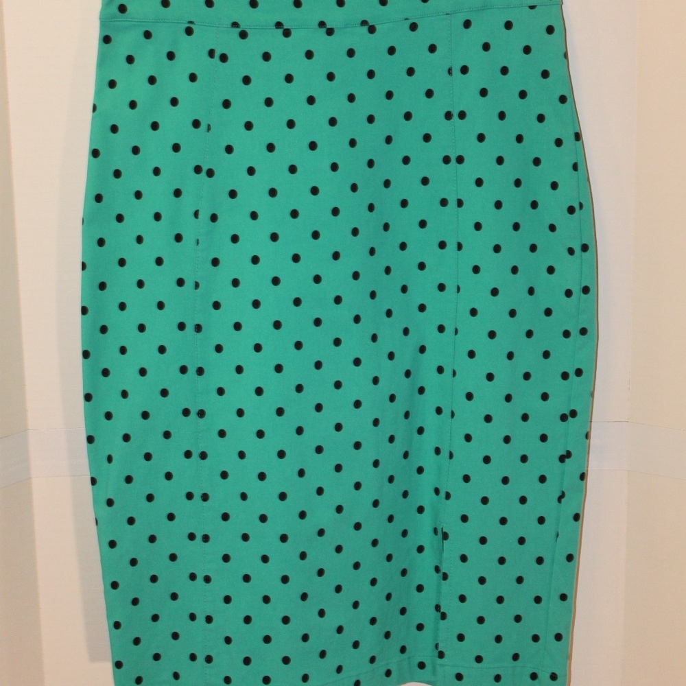 Rock Steady mint green & black polka skirt 2x